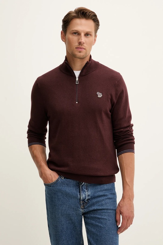 PS Paul Smith sweter z domieszką wełny zapinany bordowy M2R.531XZ.N22226
