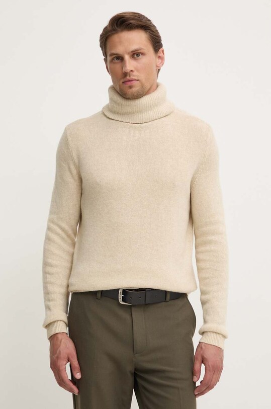 American Vintage sweter z domieszką wełny z domieszką wełny beżowy MFAL18BH24