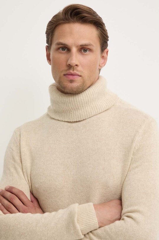 American Vintage sweter z domieszką wełny beżowy MFAL18BH24
