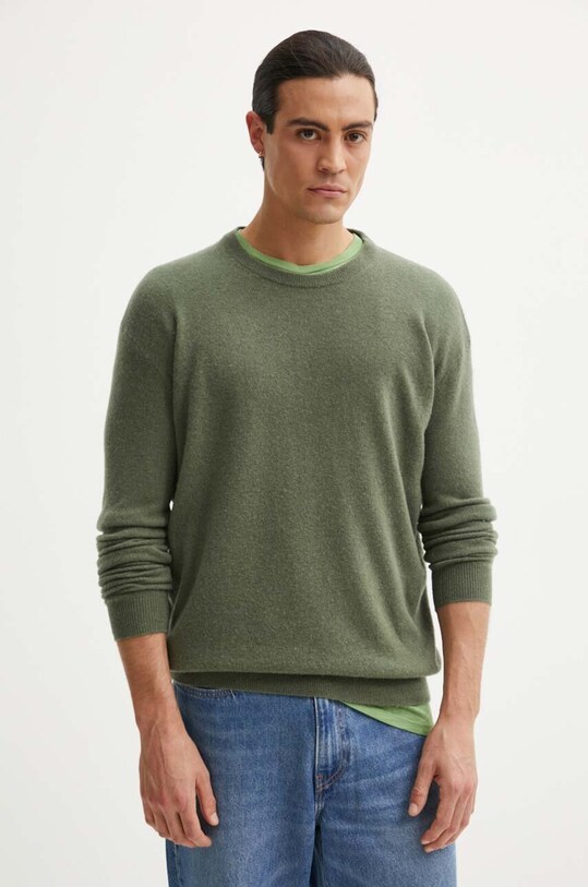 American Vintage sweter wełniany okrągły zielony MRAX18AH24