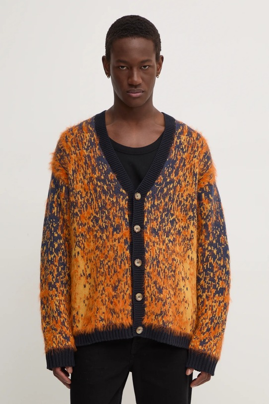 Diesel cardigan din amestec de lana K-RANGER cu modele portocaliu A14918.0QKAI