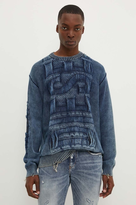 Diesel maglione in cotone K-ROTTISSIMO medio spessore blu navy A15478.0AJCZ