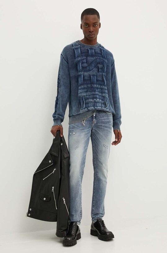 Diesel pulover de bumbac K-ROTTISSIMO A15478.0AJCZ bleumarin AW24