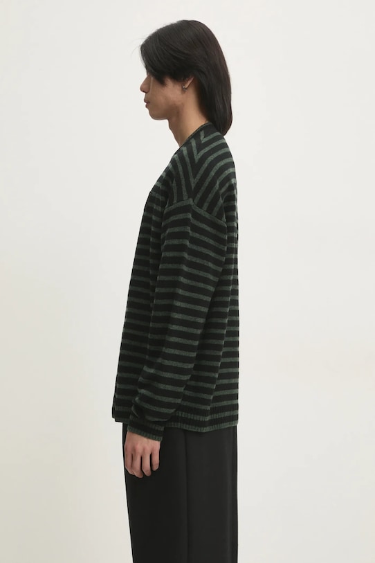 Μάλλινο πουλόβερ Wood Wood Tya Striped Oversized Jumper 10315502.4159 πράσινο AW24