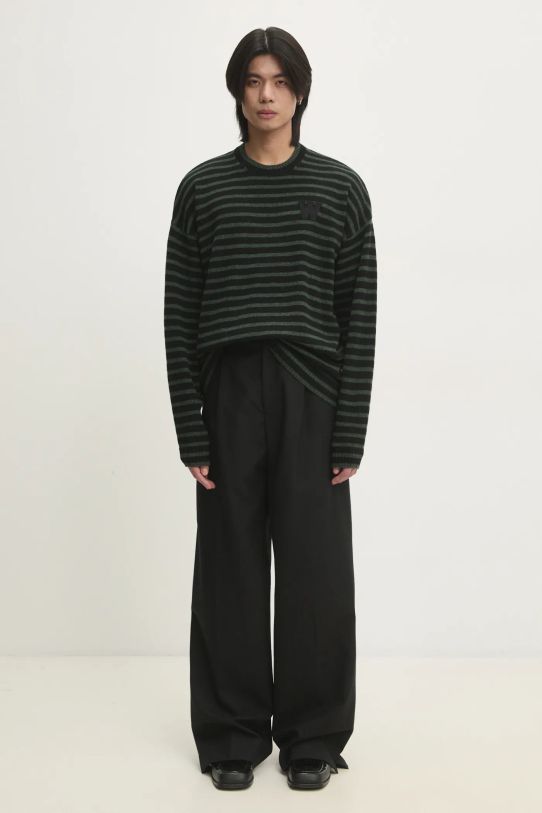 Вълнен пуловер Wood Wood Tya Striped Oversized Jumper 10315502.4159 зелен