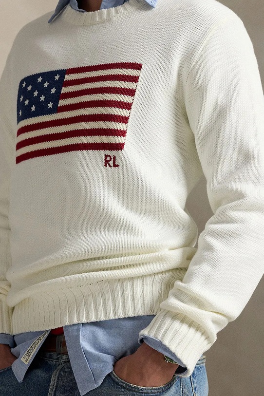 Odzież Polo Ralph Lauren sweter bawełniany 710718281 biały