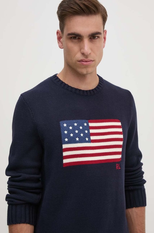 Βαμβακερό πουλόβερ Polo Ralph Lauren σκούρο μπλε 710718281