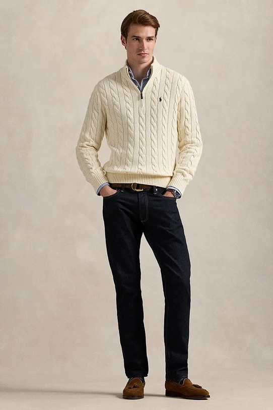 Одежда Хлопковый свитер Polo Ralph Lauren 710810841 бежевый