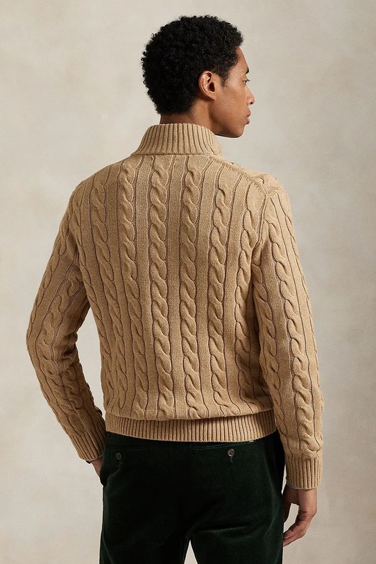 Хлопковый свитер Polo Ralph Lauren 710810841 бежевый AW25