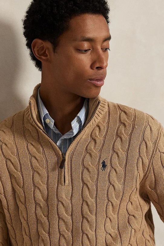 Хлопковый свитер Polo Ralph Lauren бежевый 710810841