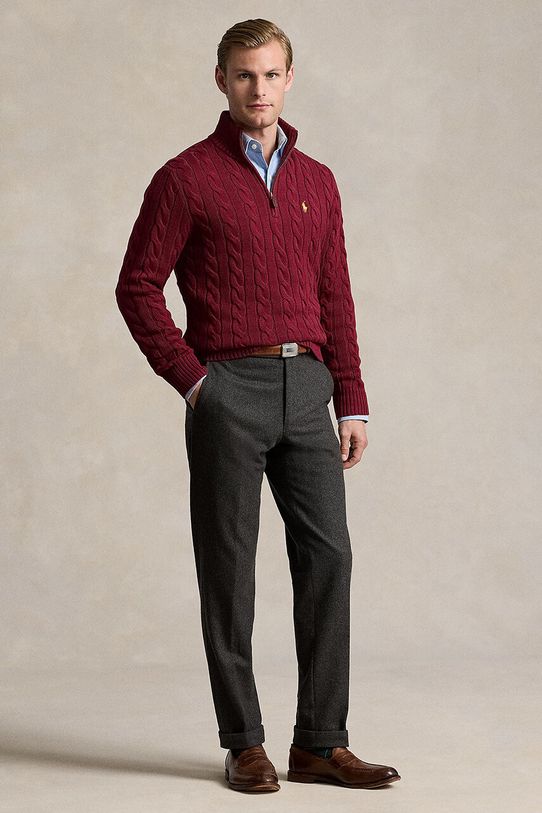 Îmbrăcăminte Polo Ralph Lauren pulover de bumbac 710810841 burgundia