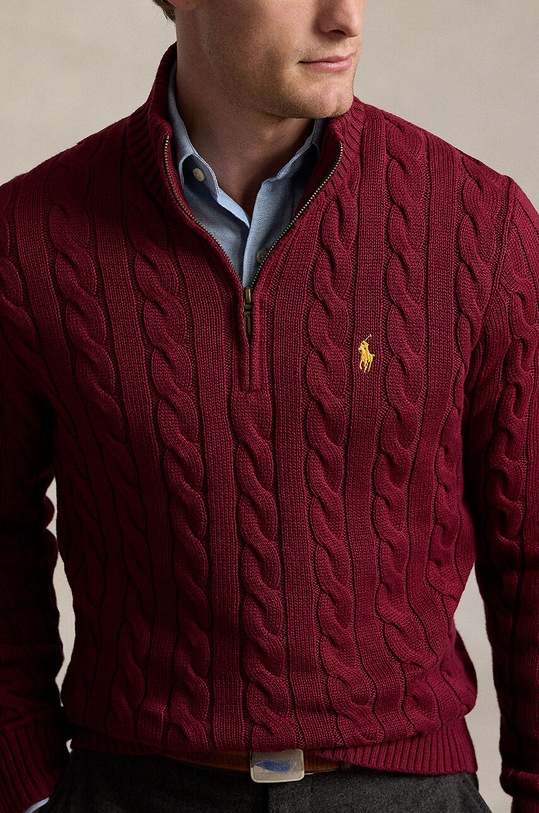 Bavlněný svetr Polo Ralph Lauren burgundské 710810841