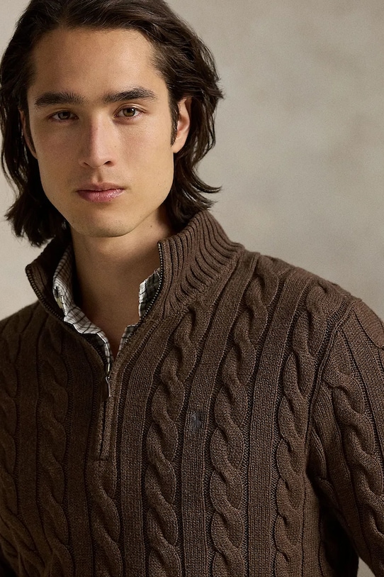 Polo Ralph Lauren sweter bawełniany brązowy 710810841