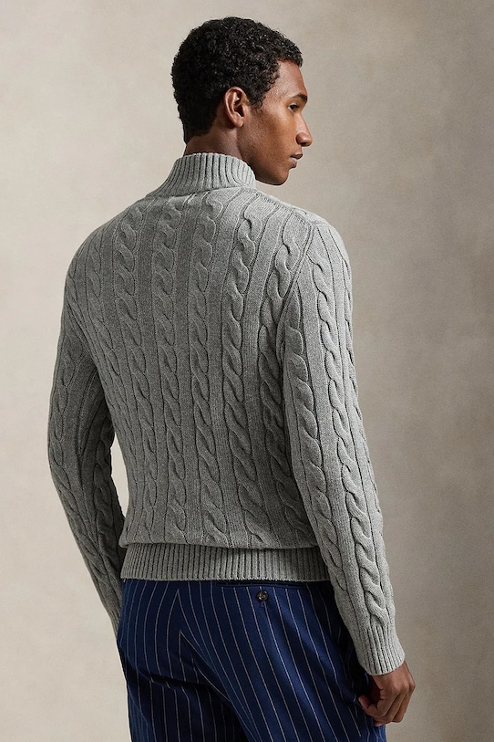 Хлопковый свитер Polo Ralph Lauren 710810841 серый AW25