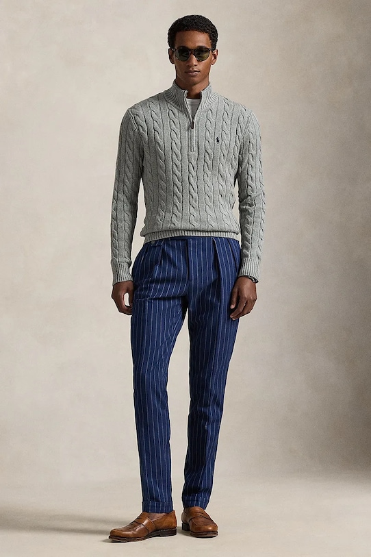 Одежда Хлопковый свитер Polo Ralph Lauren 710810841 серый