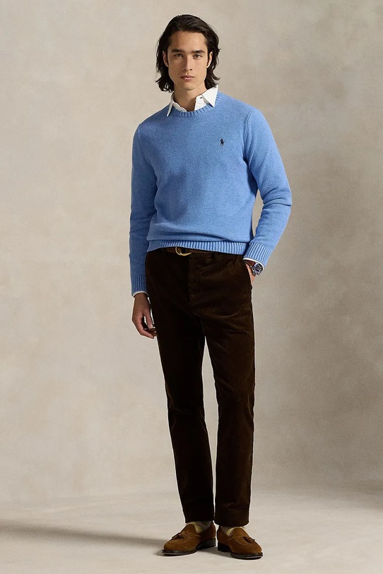 Одежда Хлопковый свитер Polo Ralph Lauren 710810846 голубой