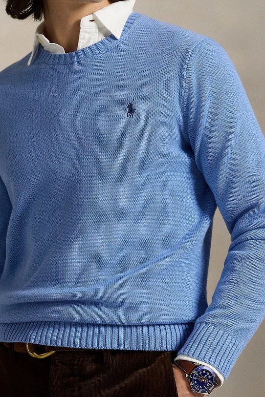 Хлопковый свитер Polo Ralph Lauren голубой 710810846