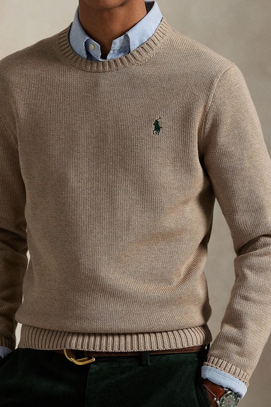 Хлопковый свитер Polo Ralph Lauren коричневый 710810846