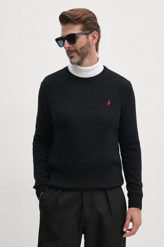 Polo Ralph Lauren maglione in cotone a maglia fine nero 710810846