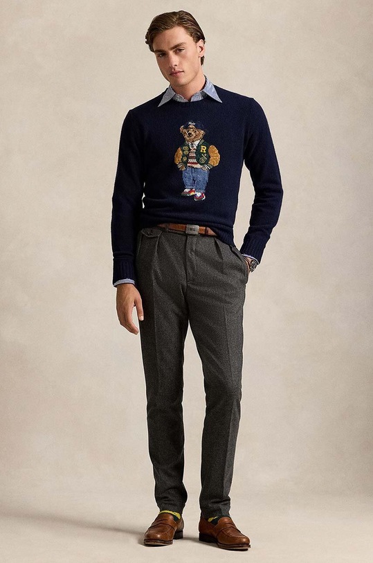 Μάλλινο πουλόβερ Polo Ralph Lauren σκούρο μπλε 710946138