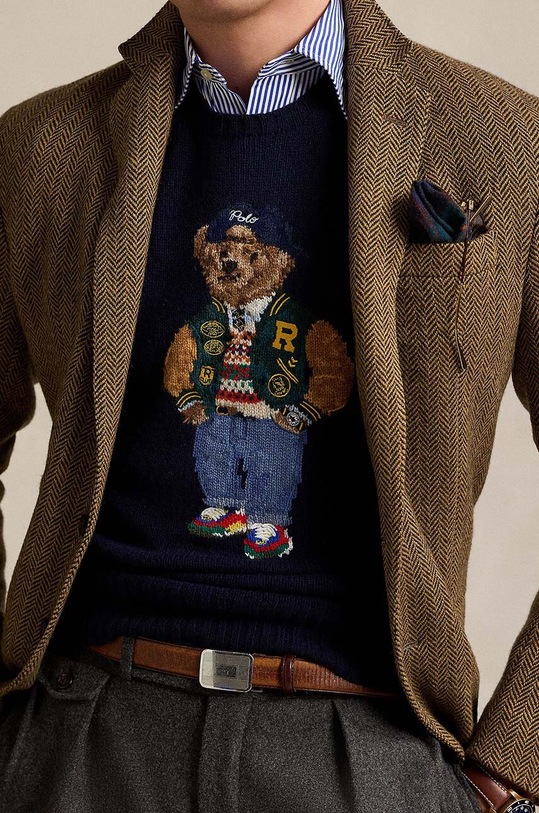 Μάλλινο πουλόβερ Polo Ralph Lauren 710946138 σκούρο μπλε