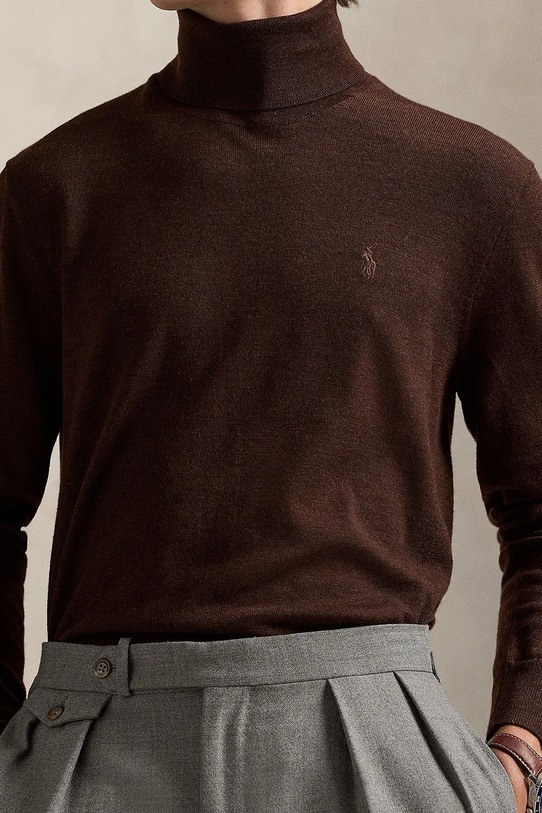 Polo Ralph Lauren sweter wełniany brązowy 710946145