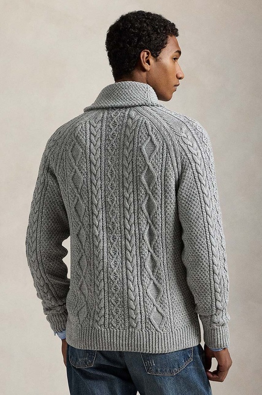 Polo Ralph Lauren kardigan bawełniany 710948859 szary AW24