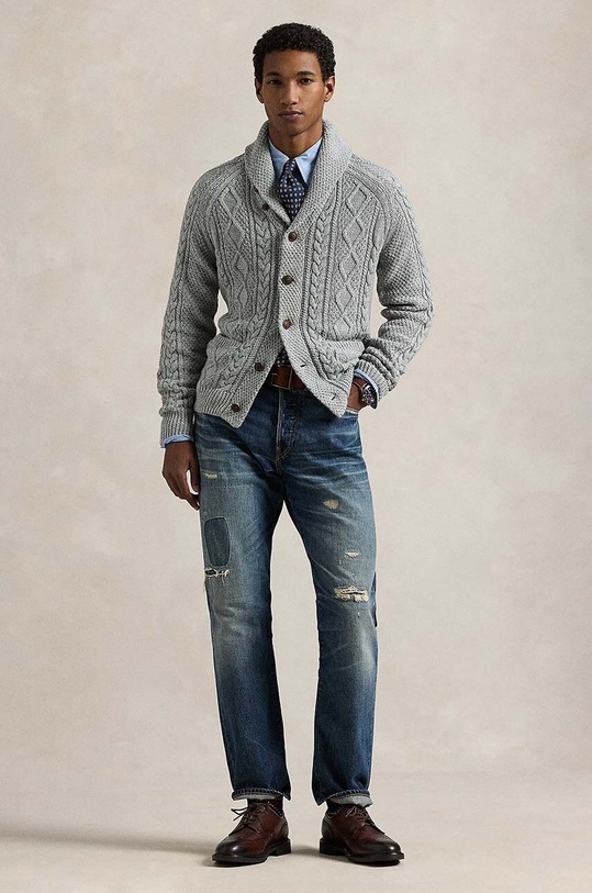 Odzież Polo Ralph Lauren kardigan bawełniany 710948859 szary