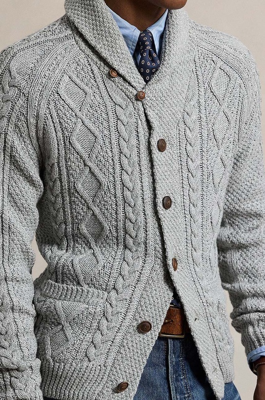 Polo Ralph Lauren kardigan bawełniany szary 710948859