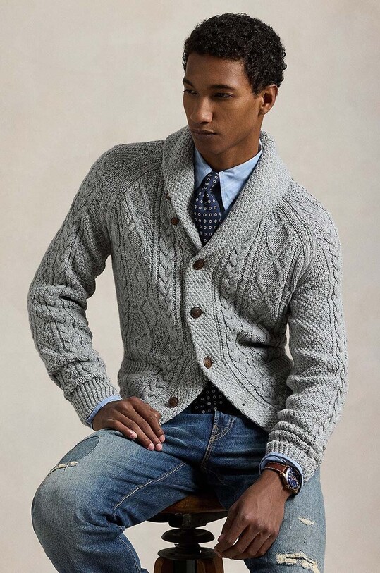 Polo Ralph Lauren cardigan din bumbac 710948859 gri
