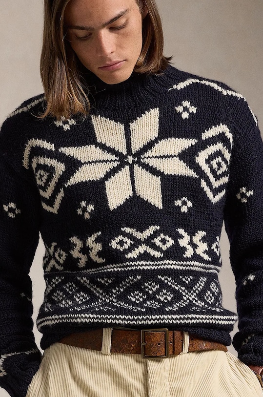 Шерстяной свитер Polo Ralph Lauren голубой 710949302