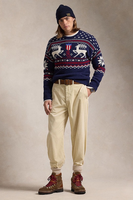 Odzież Polo Ralph Lauren sweter wełniany 710949303 niebieski