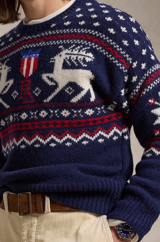 Polo Ralph Lauren sweter wełniany niebieski 710949303