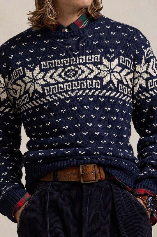 Хлопковый свитер Polo Ralph Lauren голубой 710949304