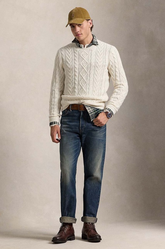 Odzież Polo Ralph Lauren sweter wełniany 710949800 beżowy