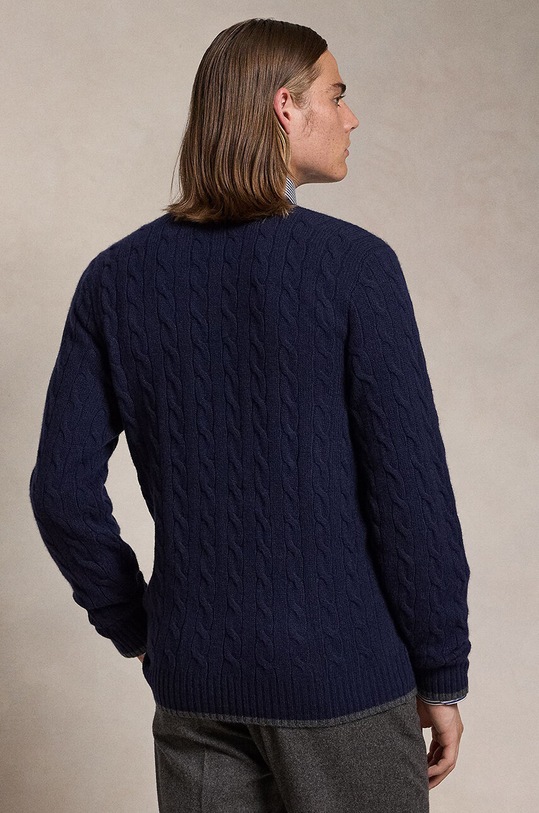 Вълнена жилетка Polo Ralph Lauren 710949808 тъмносин AW24