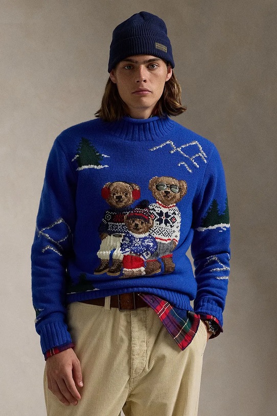 Шерстяной свитер Polo Ralph Lauren шерсть голубой 710952385