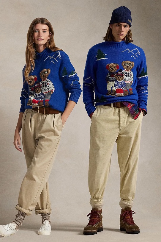 Шерстяной свитер Polo Ralph Lauren голубой 710952385
