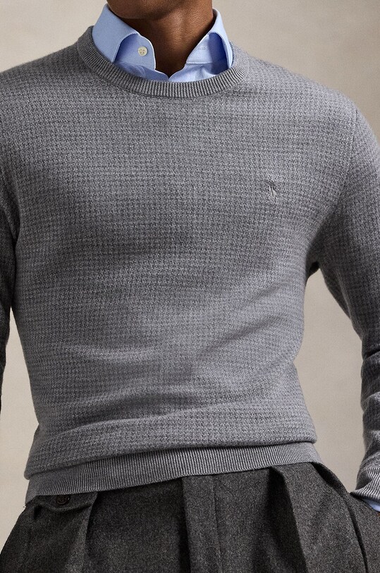 Шерстяной свитер Polo Ralph Lauren серый 710949280