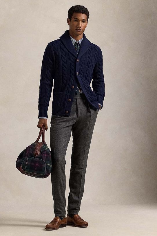 Odzież Polo Ralph Lauren kardigan wełniany 710956609 niebieski