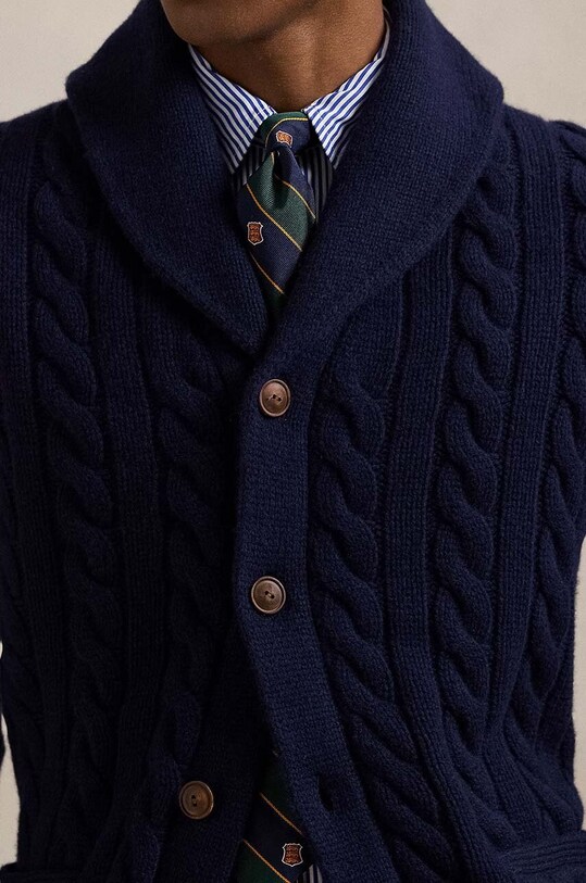 Шерстяной кардиган Polo Ralph Lauren голубой 710956609