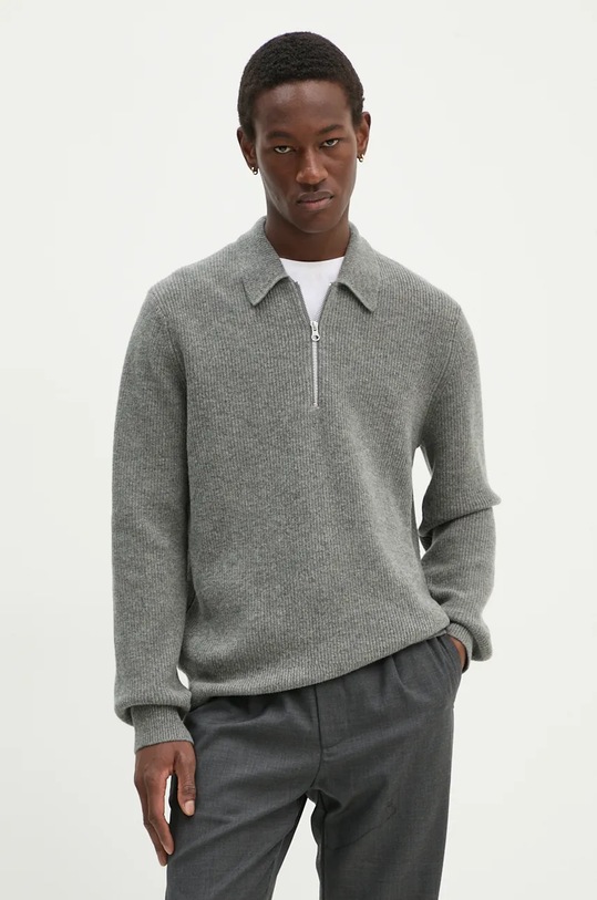 Samsoe Samsoe sweter wełniany SAISAKS wełna szary M24300014