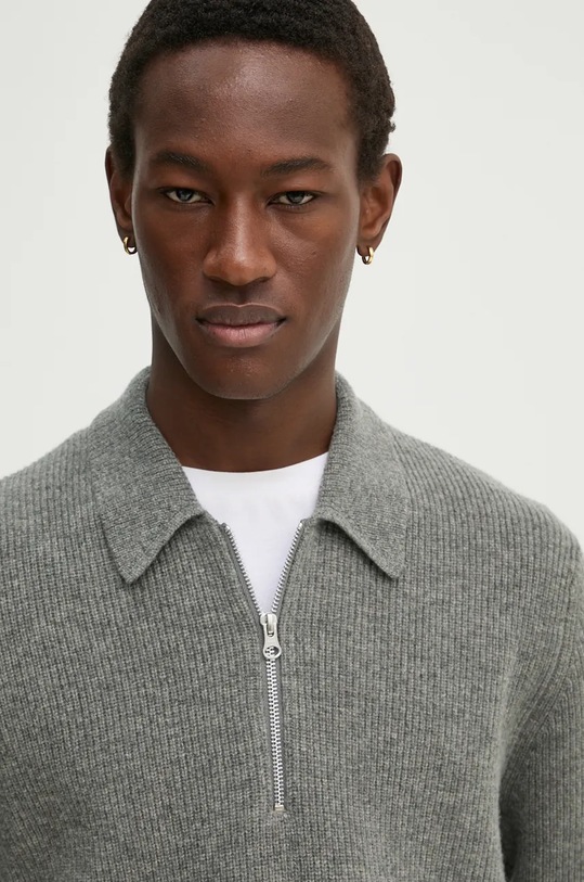 Samsoe Samsoe sweter wełniany SAISAKS szary M24300014