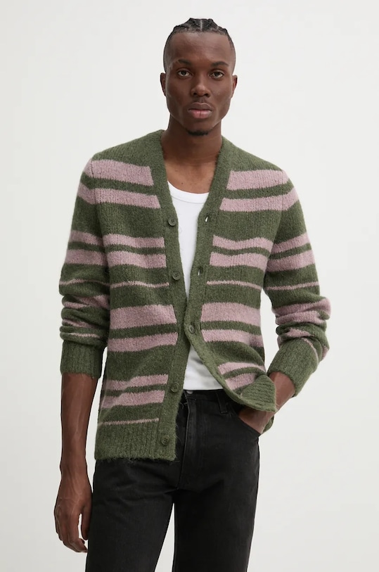 Samsoe Samsoe cardigan din lana SAARIN cu modele verde M24300099