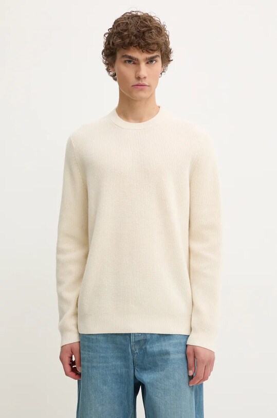 Samsoe Samsoe sweter SAISAKS okrągły beżowy M24300015