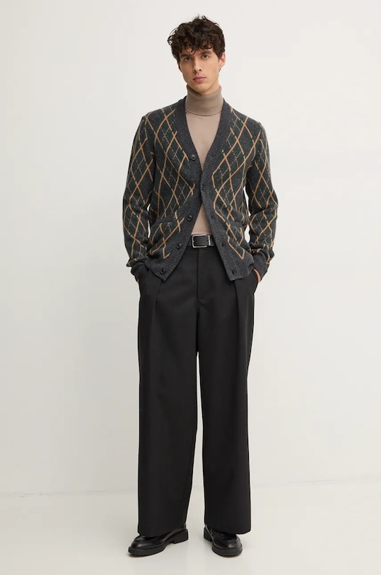 Barbour kardigan wełniany wełna szary MKN1594