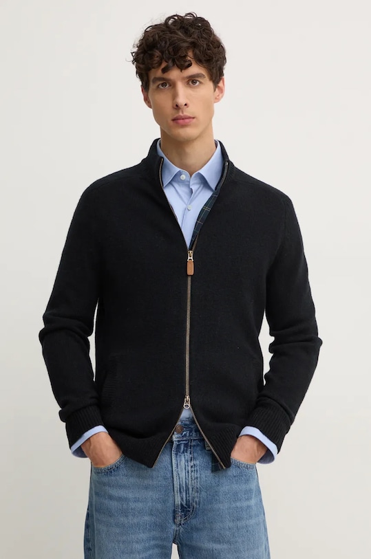 Barbour sweter wełniany wełna czarny MKN1590