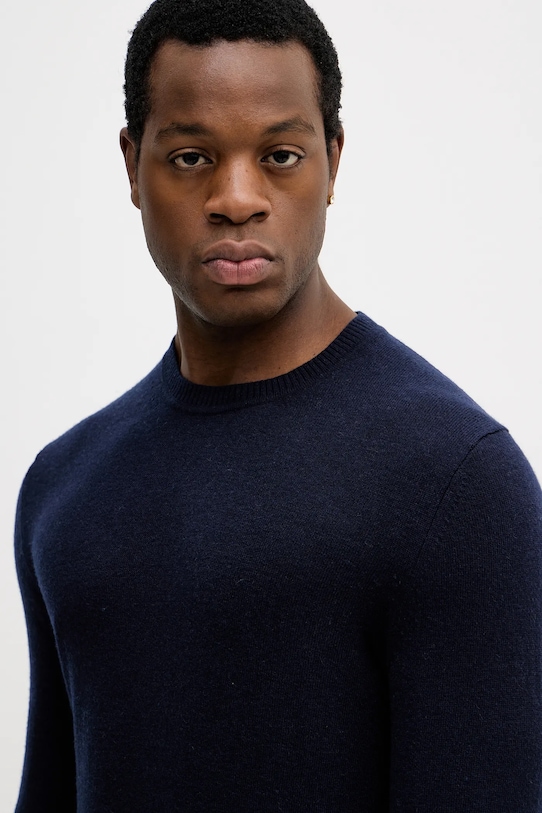 Svetr z vlněné směsi Sisley námořnická modř 102HS1B17