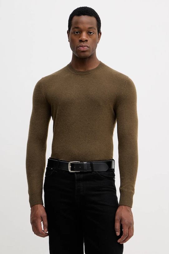 Svetr z vlněné směsi Sisley zelená 102HS1B17