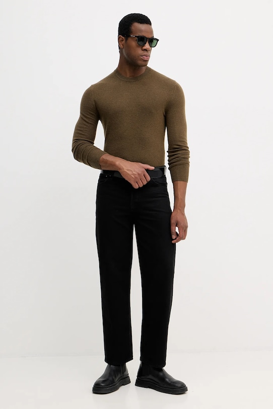 Svetr z vlněné směsi Sisley 102HS1B17 zelená AW25